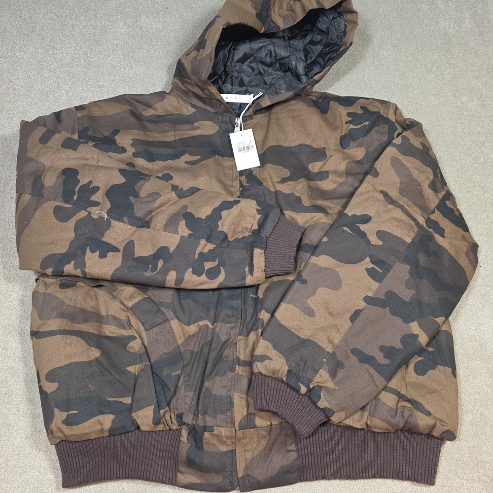 MNML‎ Men's Camo Jacket Size Medium Full Zip Quilted Lined Hooded NWT